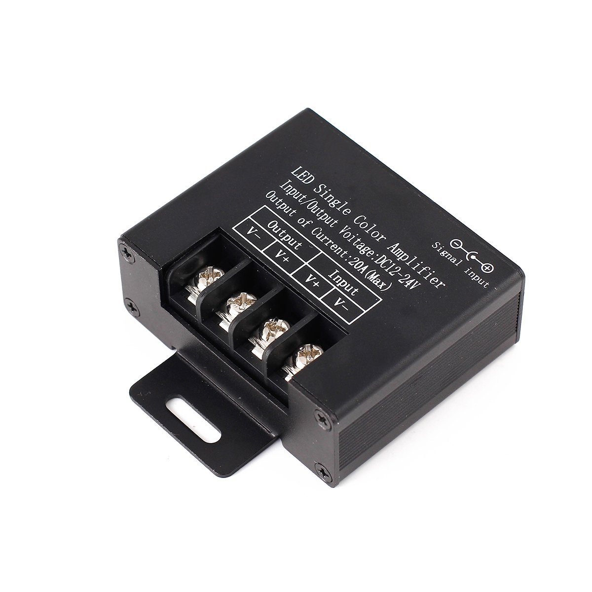 DC12/24V Max 20A, Aluminum Black LED Single Color Data Signal Amplifier For 3528 5050 Single Color LED Strip Light